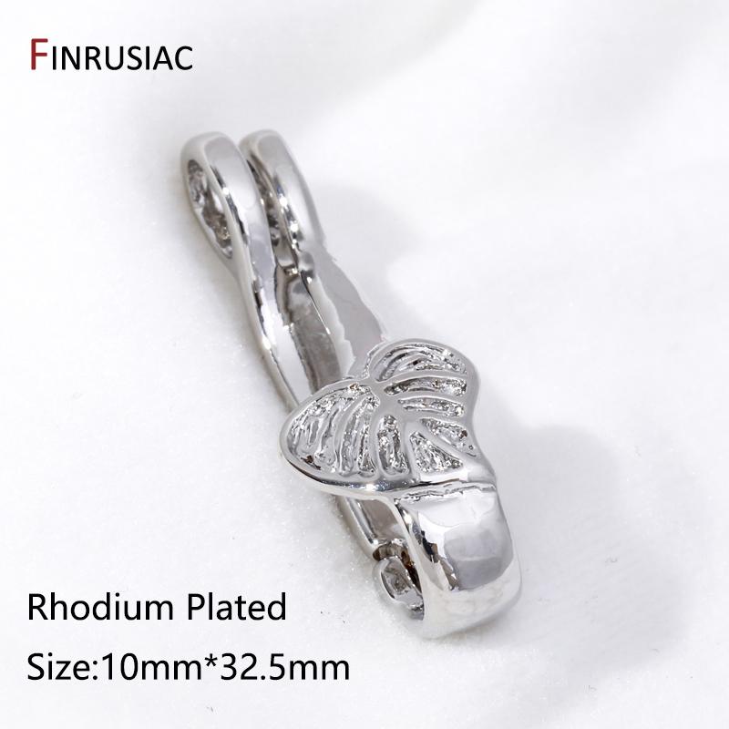 

Rhodium Plated Brass Leaf Pendant Bail Connector,Floral Hinged Necklace Enhancer Pinch Bail For DIY Necklace Making Accessories 2 pieces