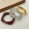 Fashion Transparent Gold Foil Irregular Resin Bracelet, Wind Metal Smooth Resin Wide Bracelet Women