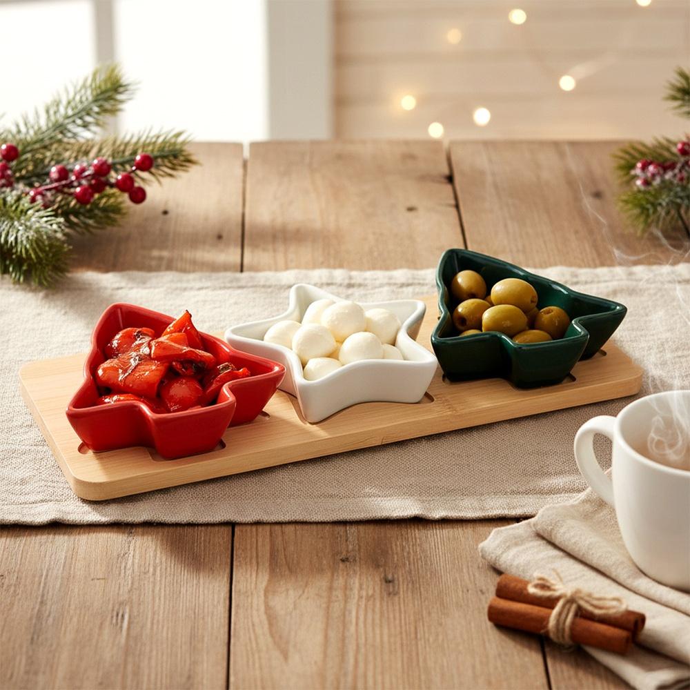Talerz Świąteczny Miseczki na Przekąski Przystawki Tapas Sosy Dipy Stół