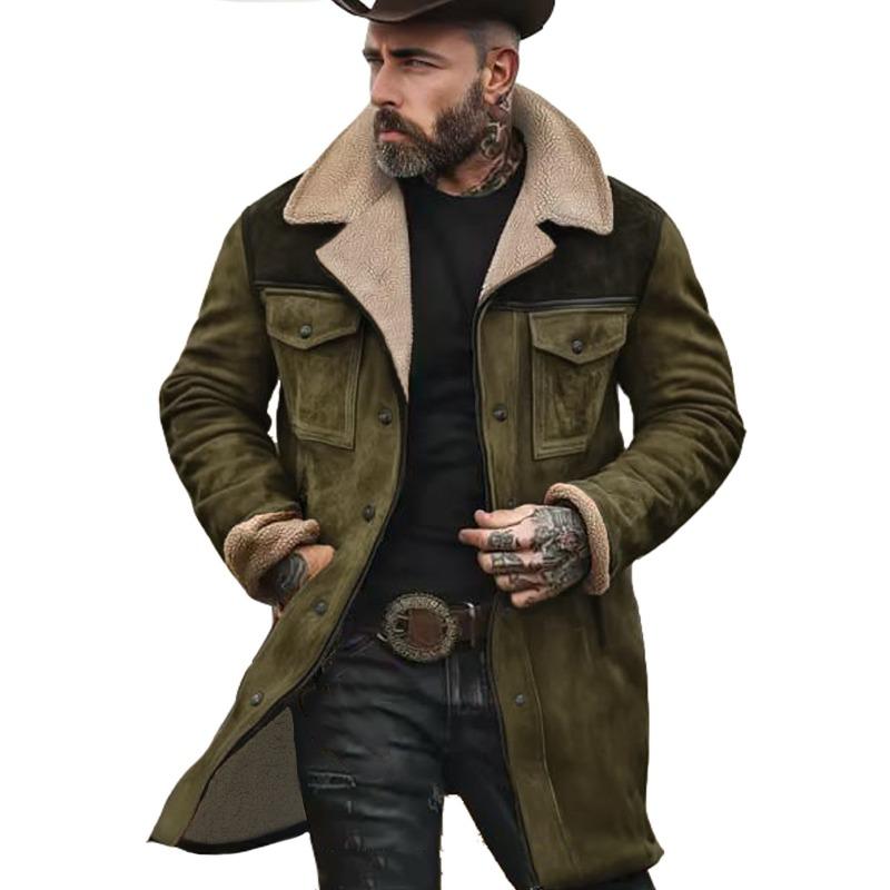 Giacca da Uomo in Camoscio Color Block con Tasche Multiple e Zip Autunno Inverno