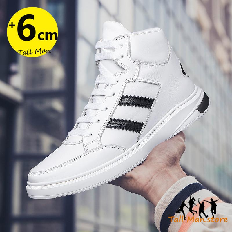 Sneakers Men Elevator Shoes Height Boots  Man Increase Insole 6Cm  Women Girl Leather Boots
