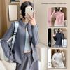 Autumn/Winter Women's Fleece-Lined Yoga Jacket - Korean Style, Slimming Curve Zipper, Stand-Up Collar, Long Sleeve Top