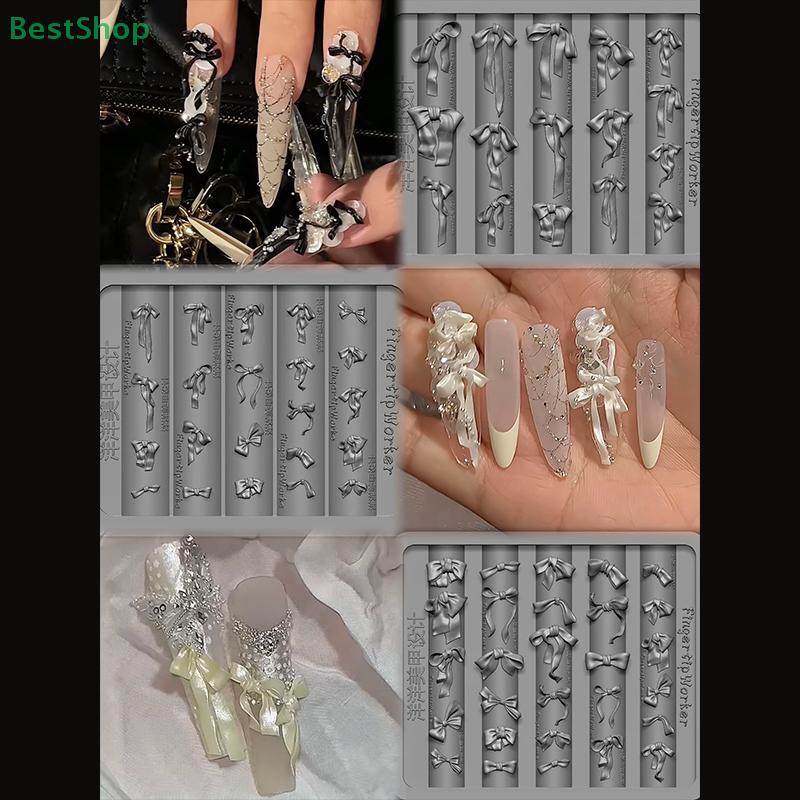 3D Bow Nail Art Silicone Mold - Multiple Styles Ribbon Bow Mold for DIY Nail Decoration