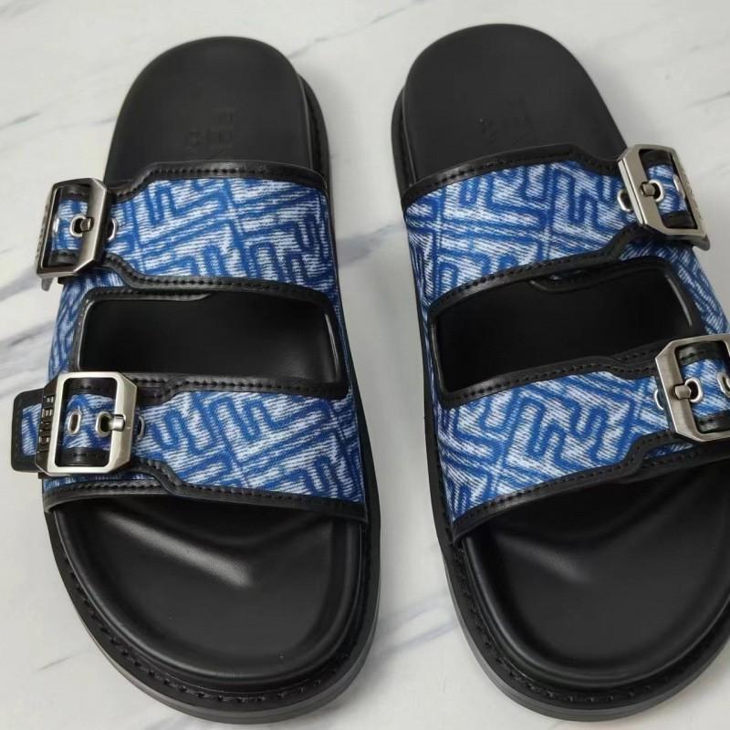 Mens Genuine Leather T-Strap Flat Slipper With Dual Buckles Non-Slip Rubber Sole Water Resistant Comfortable Daily Casual