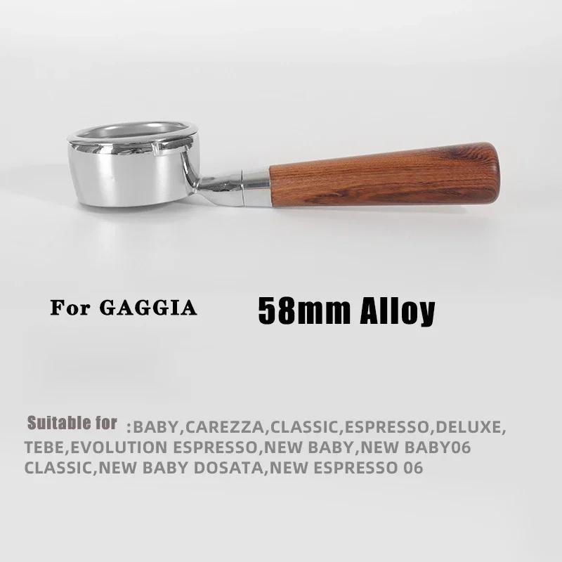 Filtro da 58 mm per Macchina da Caffè GAGGIA Portafiltro Senza Fondo per Caffè Espresso Casalingo Manico in Legno Massello Strumento Universale da Barista