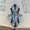 Classic Luxury Shining  Micro-inlay Zircon Court Sapphire Geometry Cross Rings for Women Men Fashion Temperament Finger Jewelry