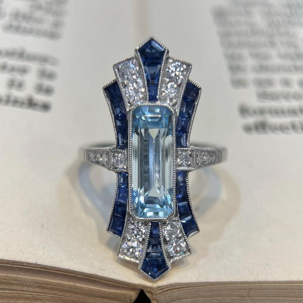 

Classic Luxury Shining Micro-inlay Zircon Court Sapphire Geometry Cross Rings for Women Men Fashion Temperament Finger Jewelry 11