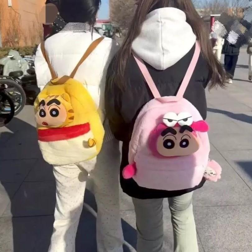 Shinchan Cartoon Crayon Doll Backpack Fluffy Kid Backpack For School Outings And