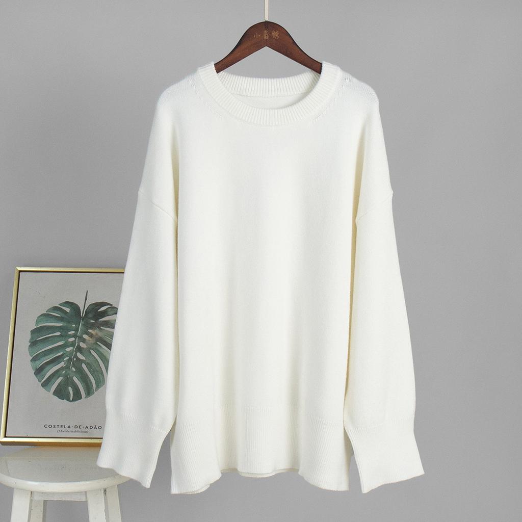 Women's Gray Oversized Crewneck Sweater