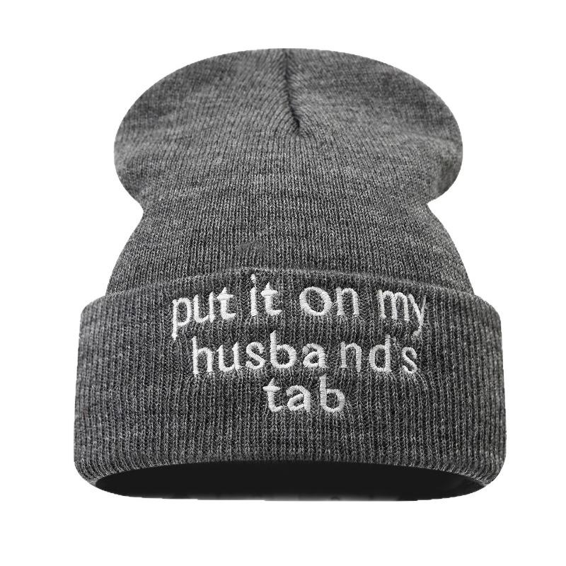 New letter embroidery brimless stacking hat men's and women's simple versatile ear protection knitted hat couple wool hat