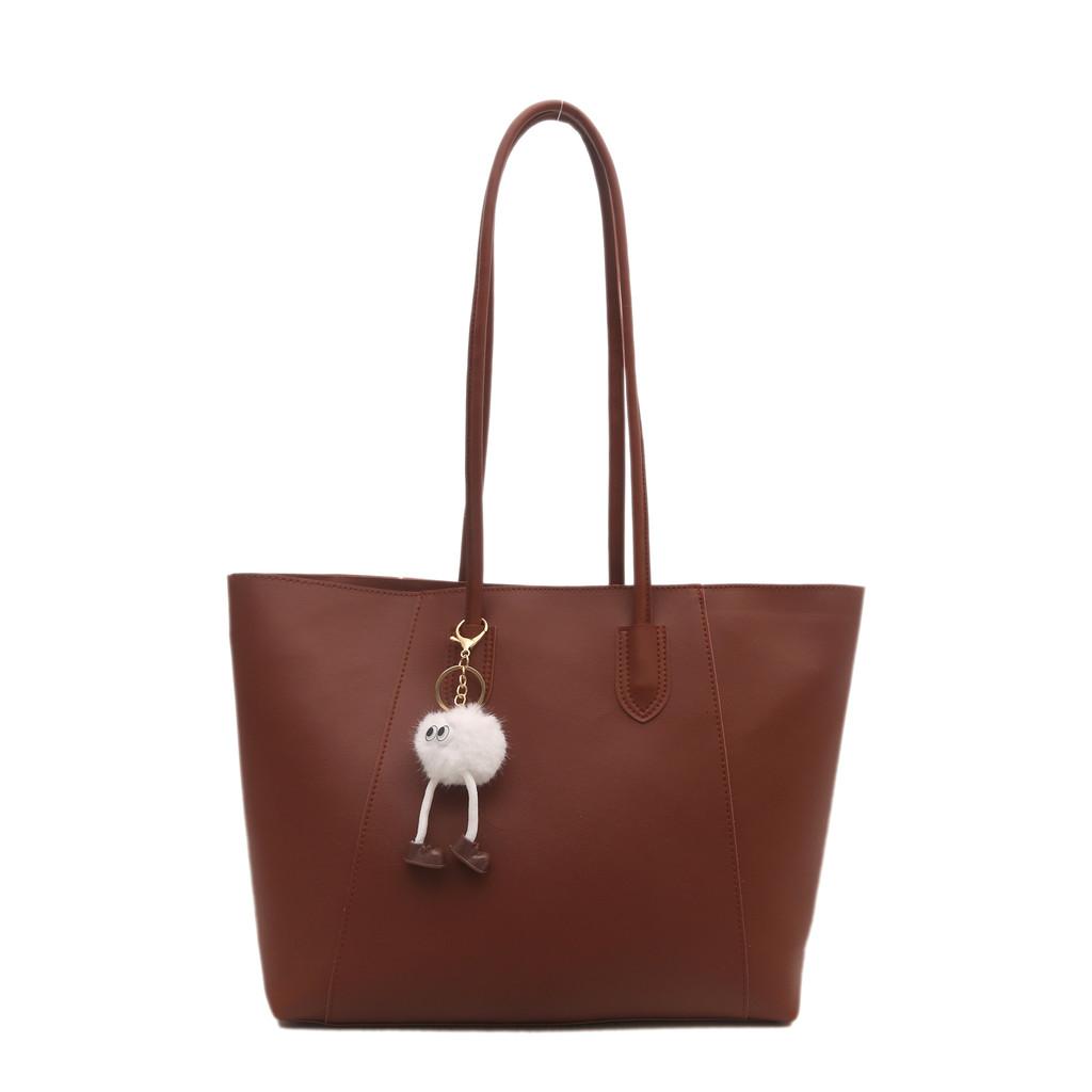 Stylish And Trendy Large Pu Tote Bag For Women In Black Coffee Yellow Brown And Red Colors