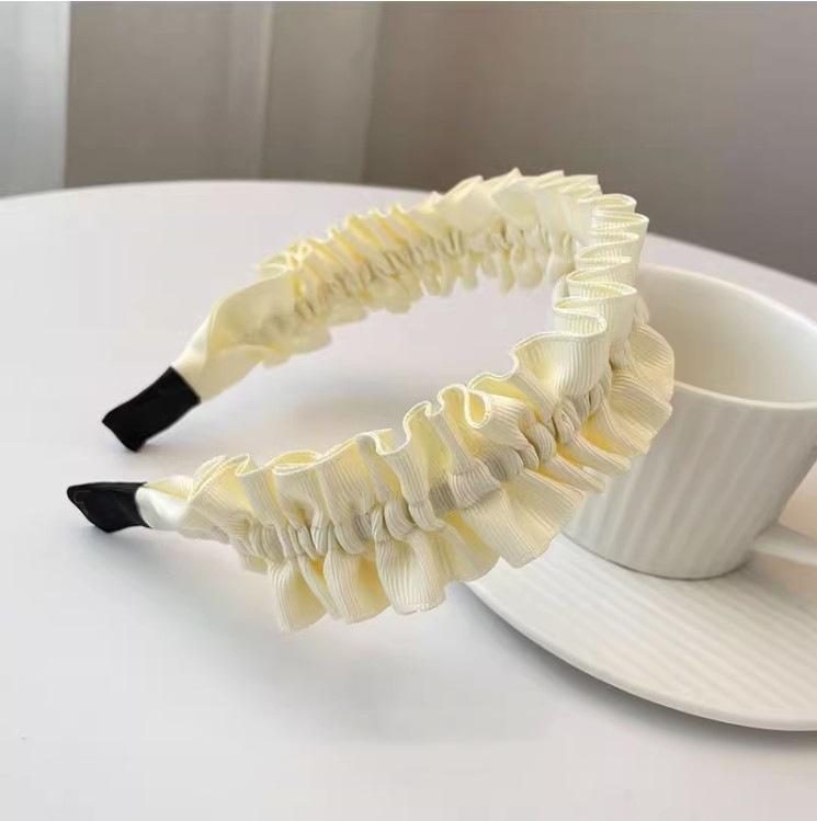 Spring And Autumn Fashion Ruffle Lace Headband Black Wide Hair Bands For Girls Women Hair Hoops Bezel Headbands Hair Accessories