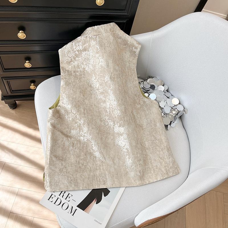 Loose thin vest spring summer vest women's high-end retro printing literary and casual exterior