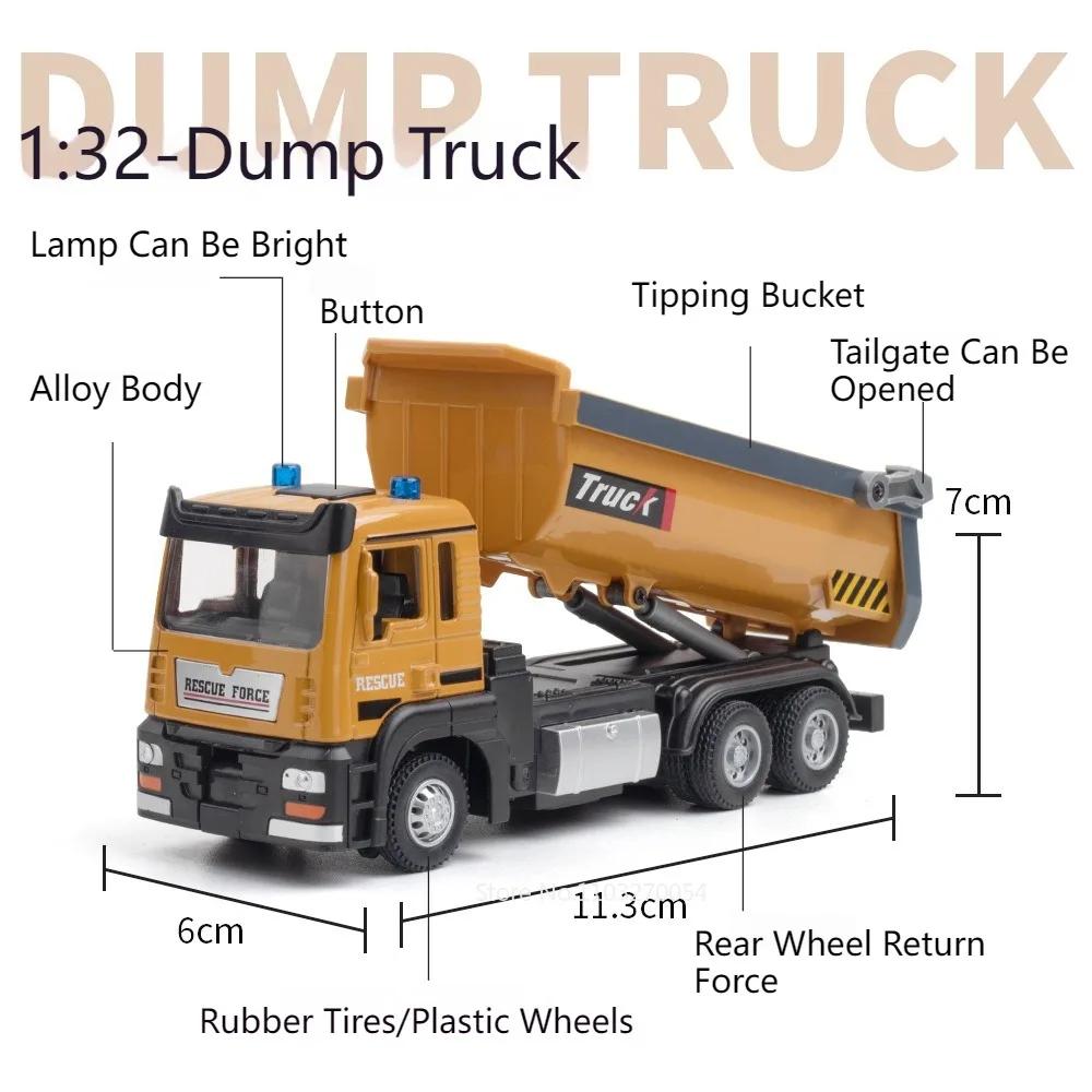 1:32 Road Rescue Flatbed Truck Alloy Dump Model Diecast Toys Car Doors Opened Sound Light Pull Back Vehices Children's Fun Gifts