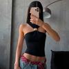 European and American Women's Clothing Summer New Fashion Personalized Neck Sleeveless Metal Ring High Neck Short Sleeve Small Vest