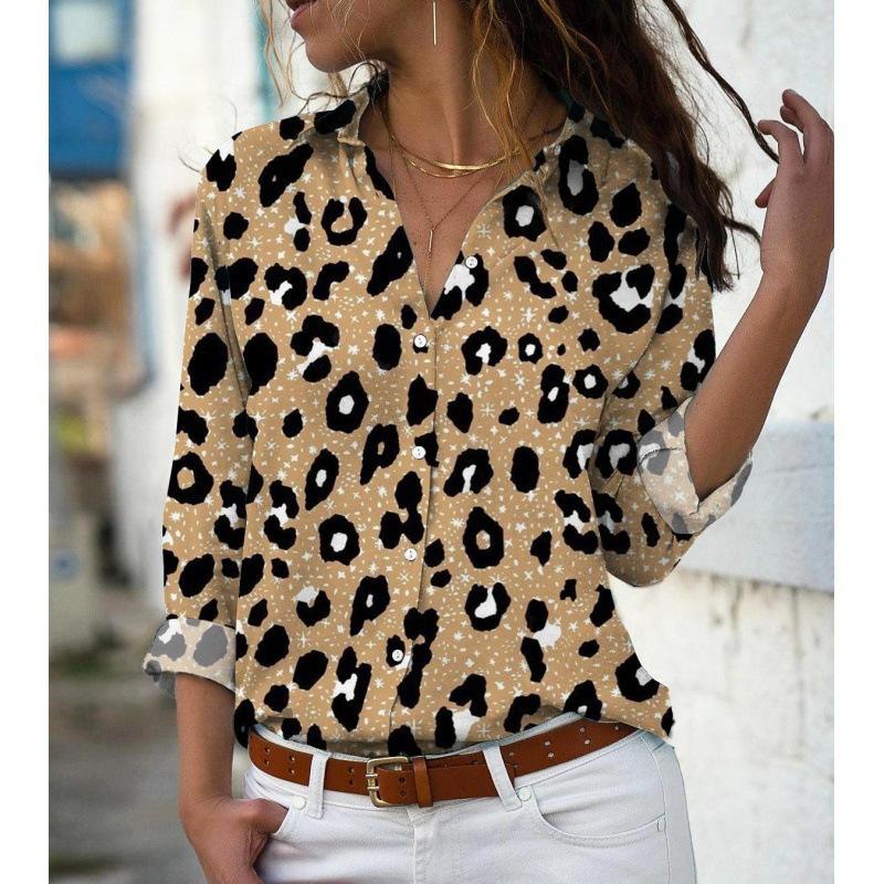 Fashion Multi-color Leopard Print 3D Print Women Long Sleeve Shirts Autumn New Holiday Casual Ladies Blouse Women's Clothing