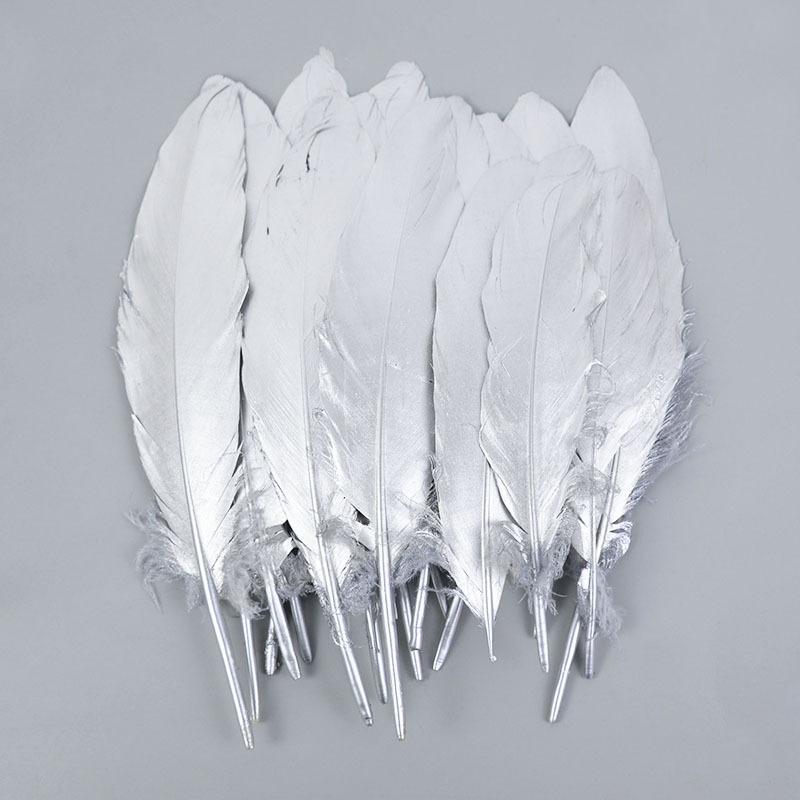12-18Cm Spray Gold Feather Natural Goose Turkey Feather Wedding Party Gift Box Cake Decoration Balloon Filler D