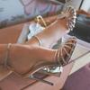 French Design Hollow Heels Women'S 2025 Summer Rhinestone Bag And One-Line Buckle Stiletto Sandals