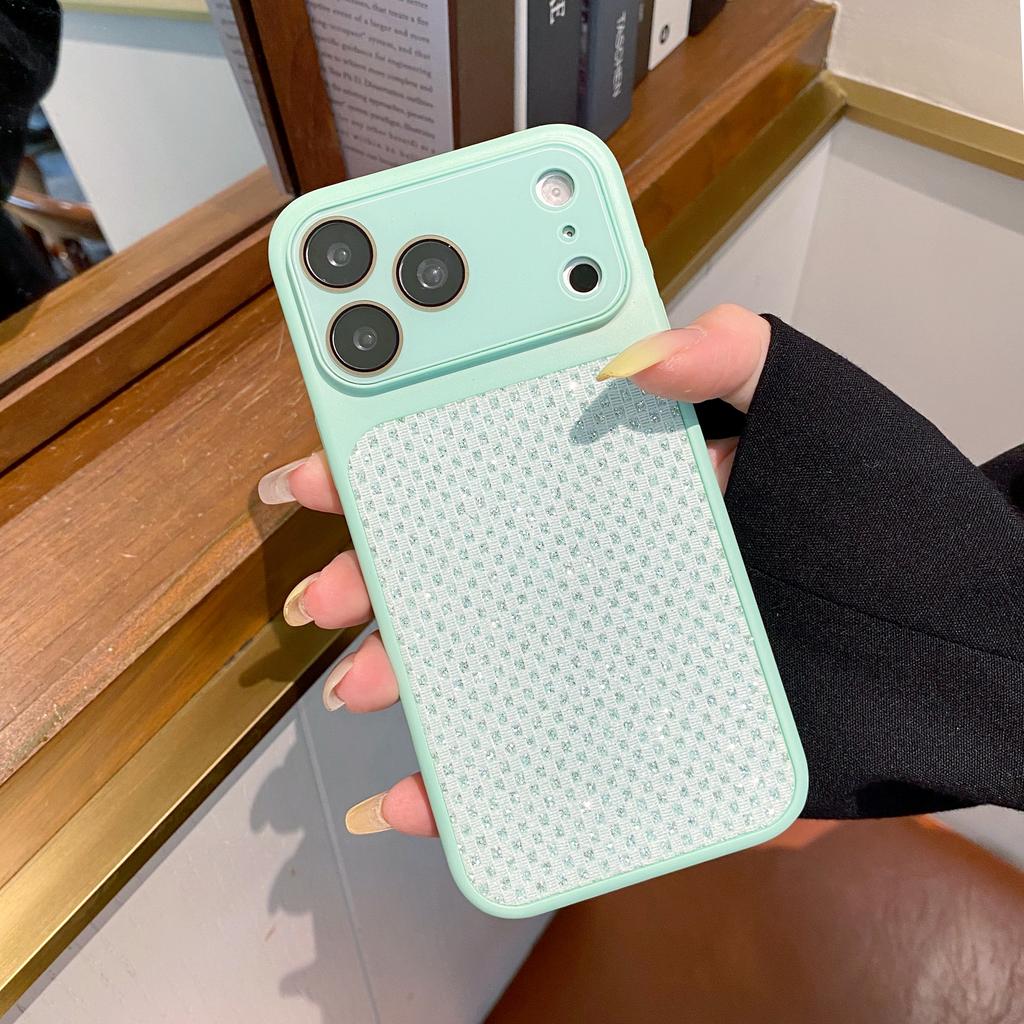 Luxury Grid Glitter Diamond Phone Case For iPhone 17 16 15 14 13 Pro Max Shiny Rhinestone Anti-fall Protection Shockproof Cover