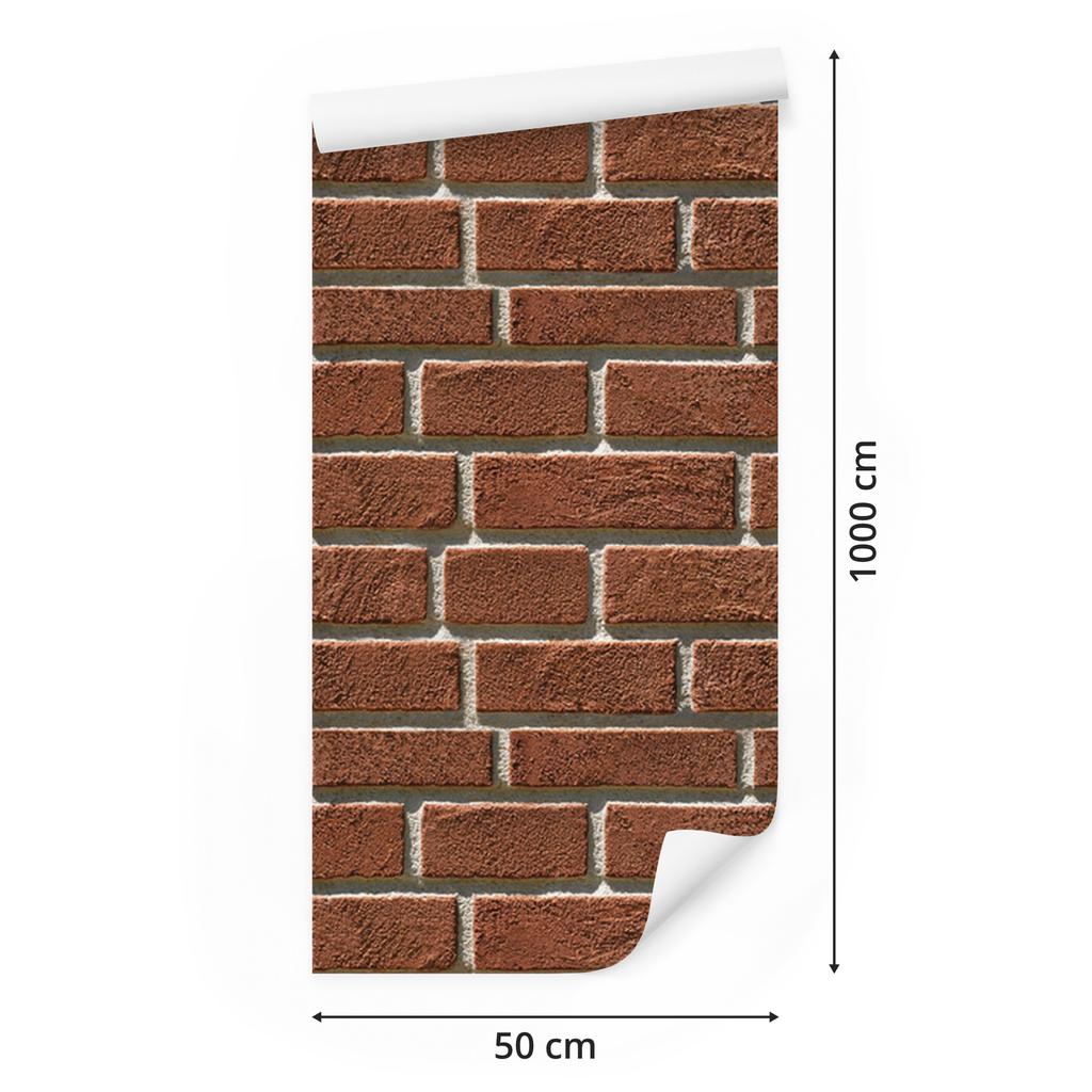 Red 3D Brick Wallpaper for Living Room and Bedroom 50x1000