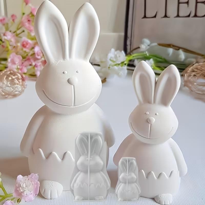 Easter Themed Resin Silicone Mold for Gypsum Decorative Rabbit & Eggshell Design Home Desktop Festive Atmosphere Gift Idea