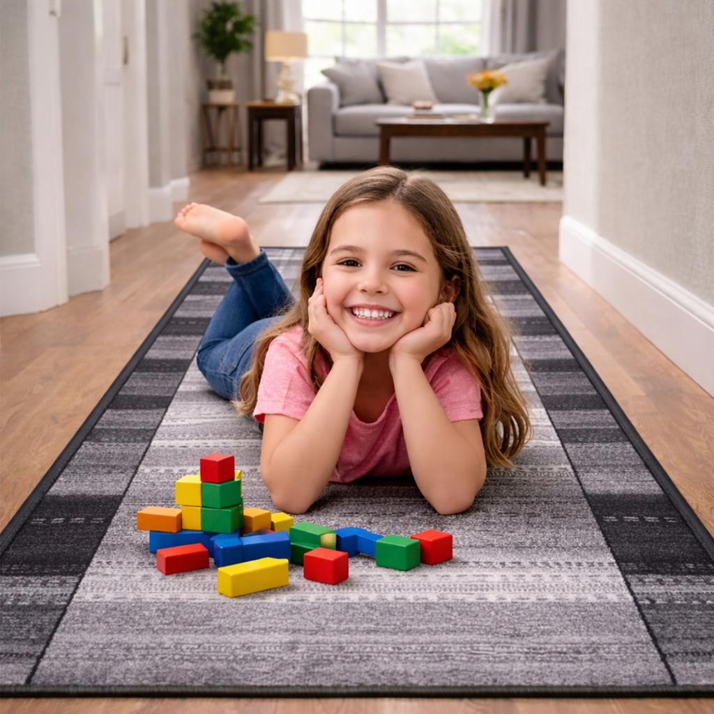 [5] IMPERIA GRAU 100x180cm Rutschfester Teppich D7520