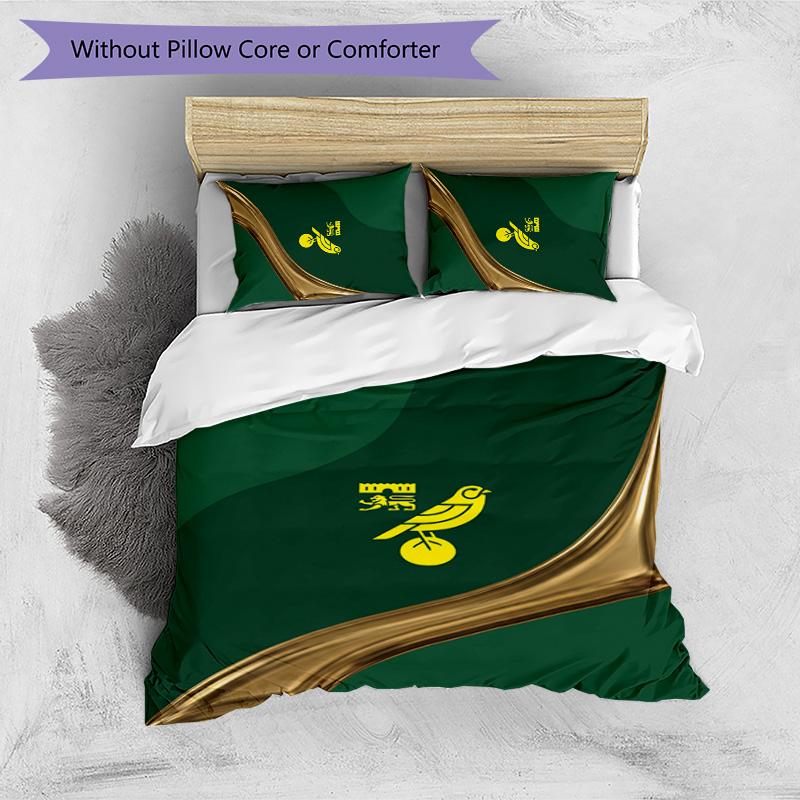 Set Lenzuola Stampato Norwich City Football 3 Pezzi, Comodo Set Copripiumino per Camera da Letto Amico della Pelle