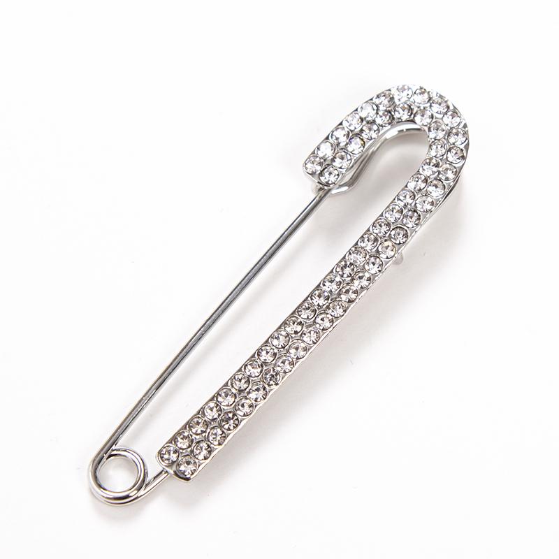 Sweet Lady Large Safety Pins Brooch Vintage Crystal Rhinestone Pin Chic Femme Fashion Brooches Pin Party Jewelry Accessories
