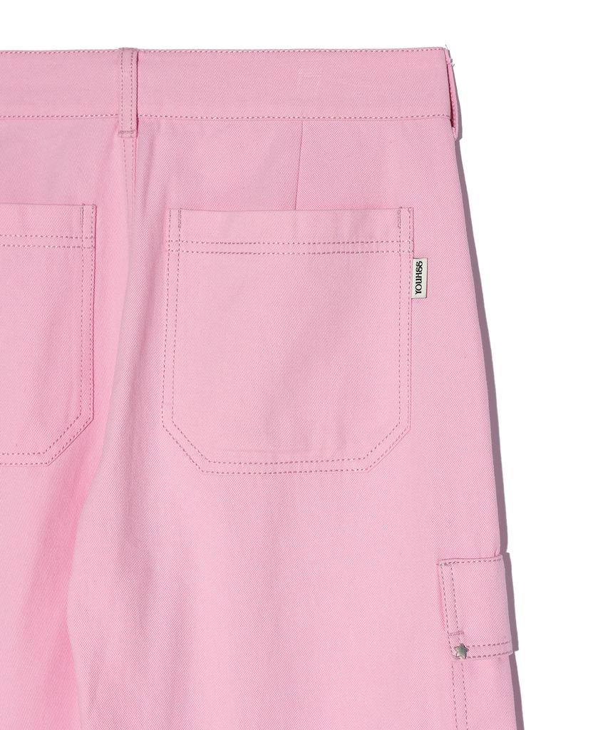 YOUHEE Cotton Cargo Pants Pink
