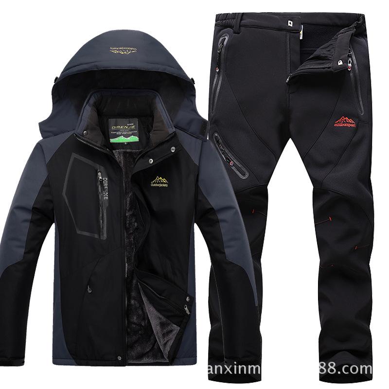 Outdoor Jackets Men 'S Winter Plus Velvet Thicken Gore -Tex Set Cotton Jacket