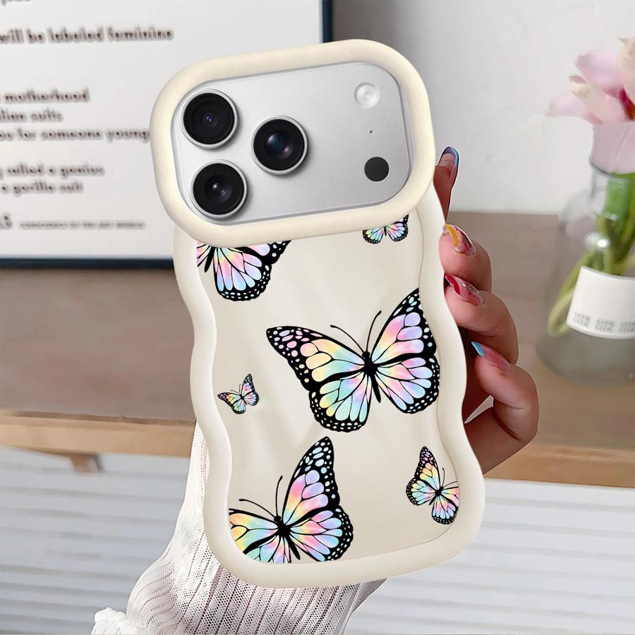 Case for iPhone XR 16 Pro Max 13 8 15 Plus 14 11 12 17 Air Soft Phone Cover Blue Butterfly