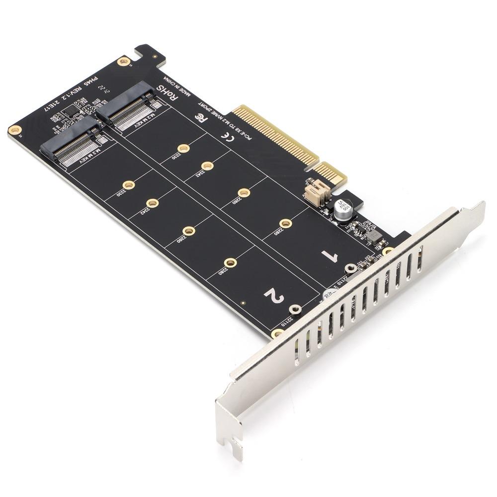 Dual Port M.2 NVME PCIE Adapter Card High Performance Dual M.2 NVMe SSD  SSD Expansion
