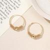 European and American Fashionable Screw Thread Bead Earrings - Versatile Copper Hoops for Women