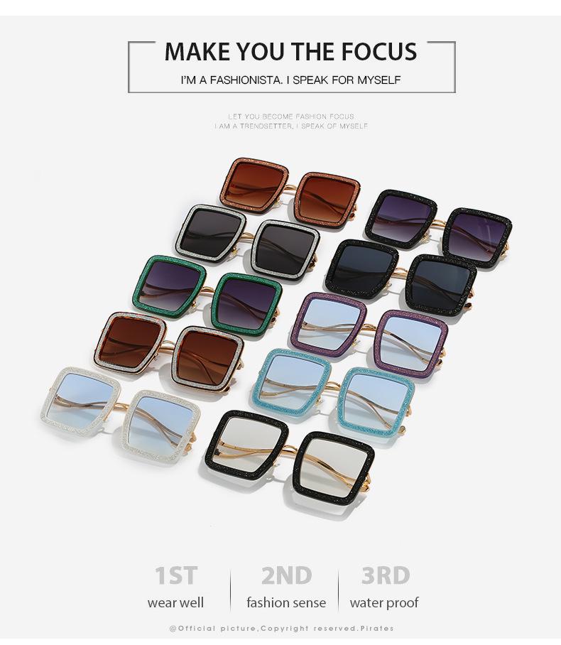 2022 Trendy Square Sunglasses - European & American Influencer Style, Flashy Diamond Design, Fun & Chic for Women