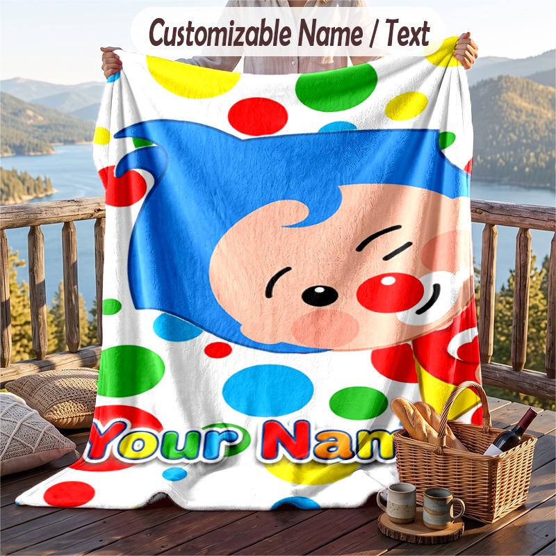 El Payaso Plim Plim Flannel Blanket, Personalized Custom Name Text, Soft Warm Plush Throw Blanket For Gift