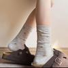 Women's Summer Thin Floral Ballet Style Mesh Breathable Boneless Mid Tube Stack Socks