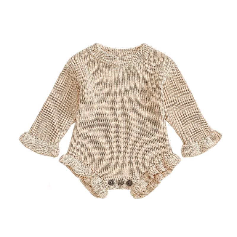 Neugeborenes Baby Mädchen Junge Pullover Strampler Baumwolle Weich Gestrickt Overall Einfarbige Warme Herbst Winter Weihnachten Kleidung