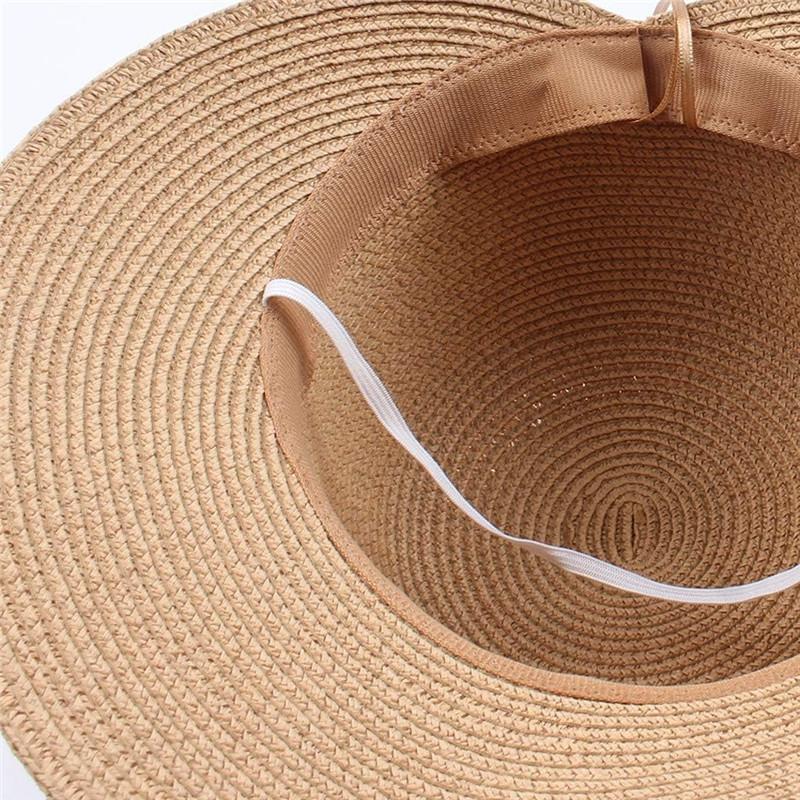 1Pc Women Sun Floppy Roll Up Wide Brim Beach Hat Foldable Summer Straw Hats