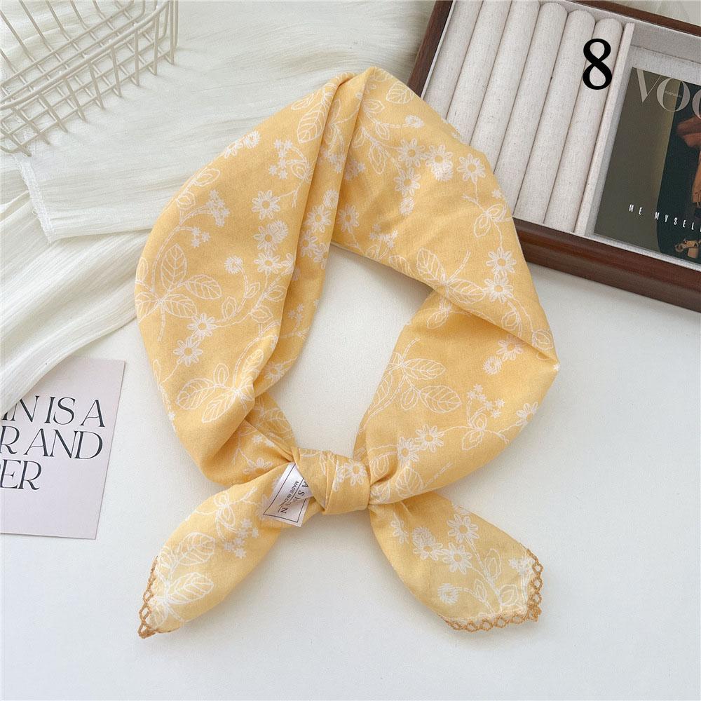 INS Baumwoll-Leinen Quadratisches Tuch Kirschblüten-Blumenmuster Halstuch Damen Foulard Kopftuch Damen Hijab Bandanas 68cm Quadratisches Tuch
