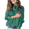 Women's Autumn Winter European and American Style Solid Color Long Sleeve Sweatshirt High Neck Knit Top