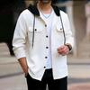 Men's Single Breasted Hooded Outerwear Autumn Long Sleeve Jacket Fashion Pocket Loose Cardigan Coat