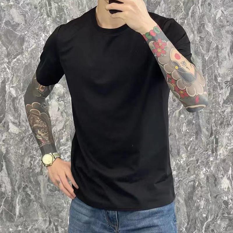 Short-sleeved T-shirt Men's Trend Instagram T-shirt Casual Solid Color Crewneck Clothes Men