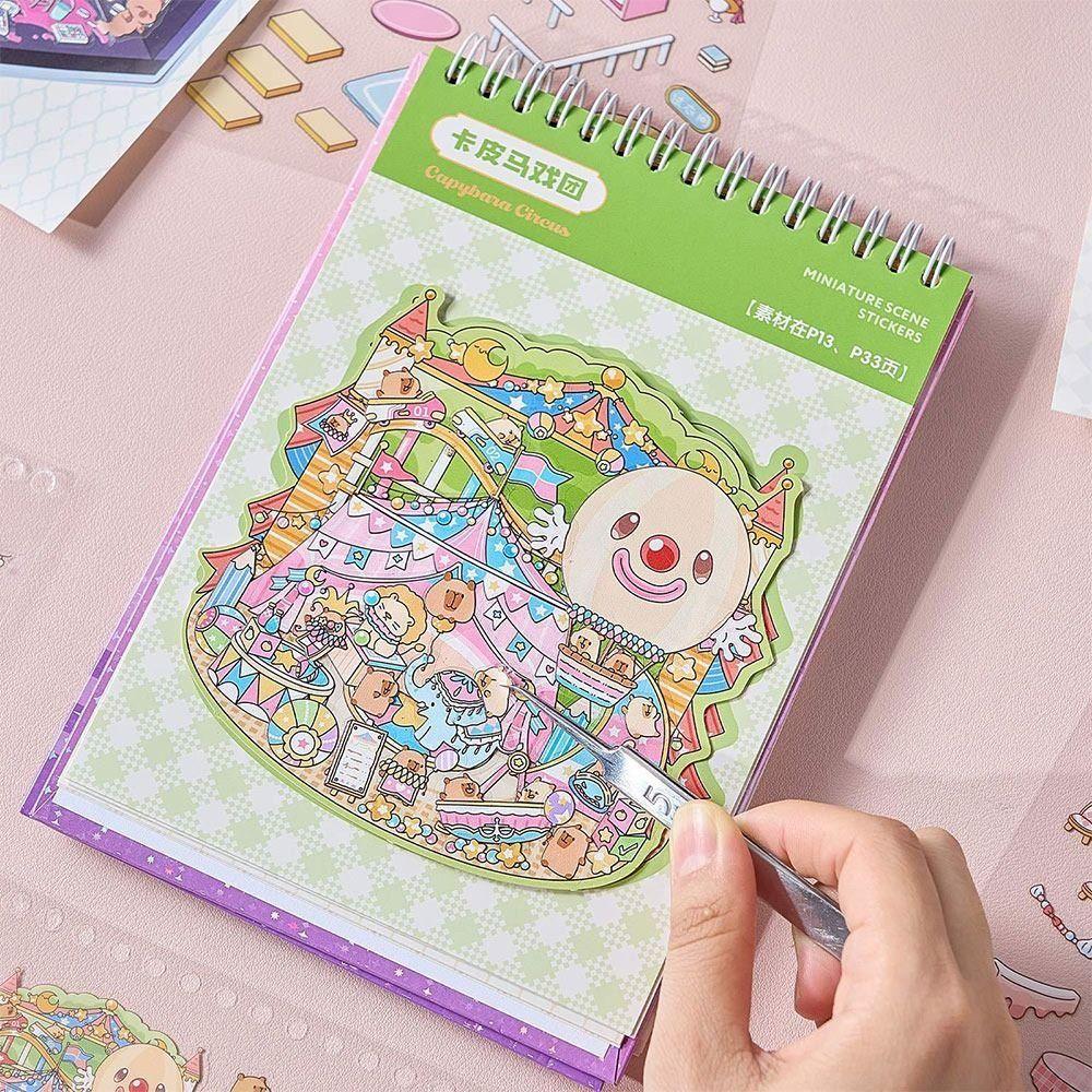 3D Miniature Scene Stickers Stacking Pasting Cartoon Cabin Scene DIY Sticker 20 Sences Landscape Sticker Collection Scrapbooking
