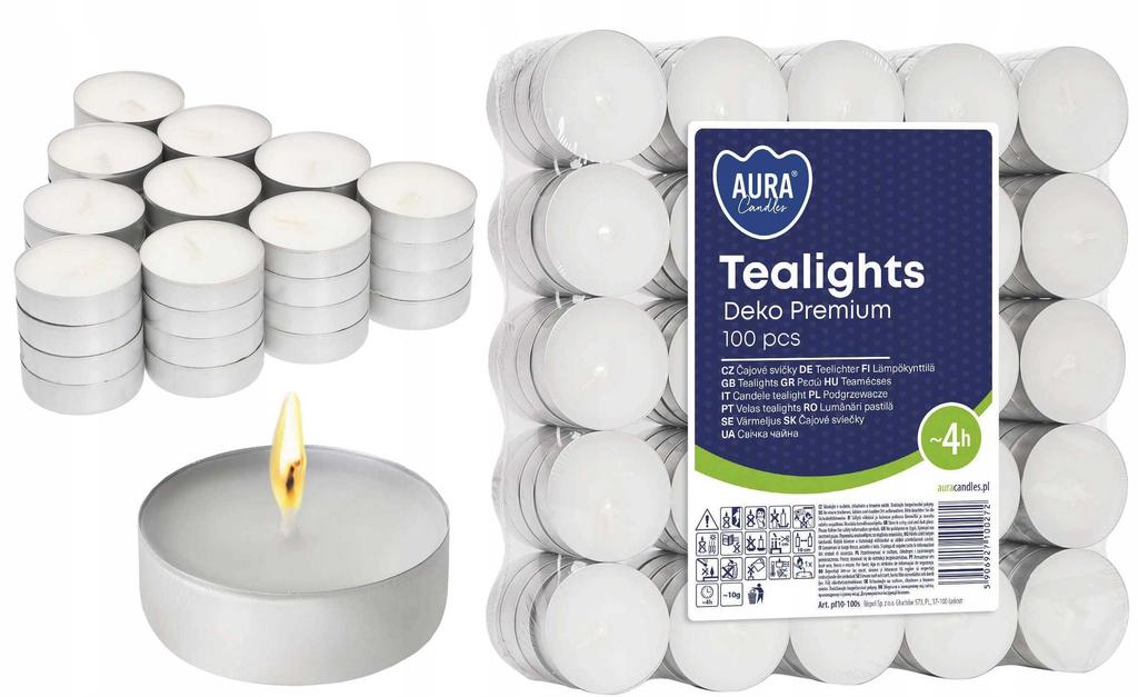 Aura Podgrzewacze Tealights Deko Premium 4H 100 Szt. Pf10-100S