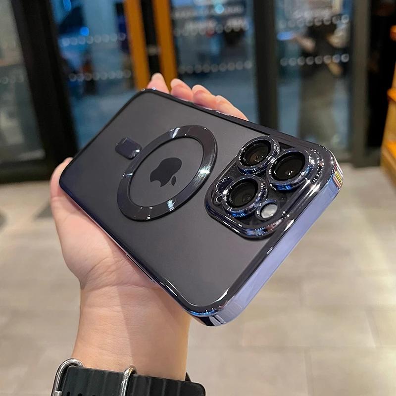 Luxury Transparent Magsafe Wireless Charging Case For iPhone 11 12 13 14 15 16 Pro Max Plus X XS XR Magnetic Soft Silicone Cove