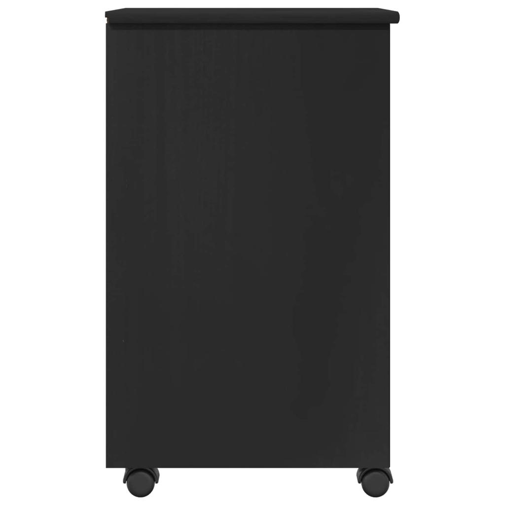 Rolling Cabinet Black 34 x 39 x 65.5 cm Solid Pine Wood