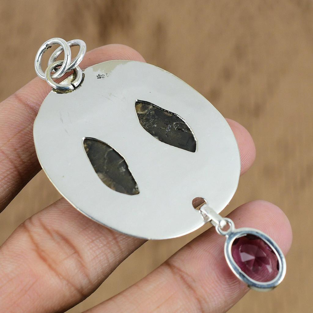 Turritellen-Achat Edelstein Afrikanischer Amethyst Mutter Einzigartiger Anhänger Sterlingsilber