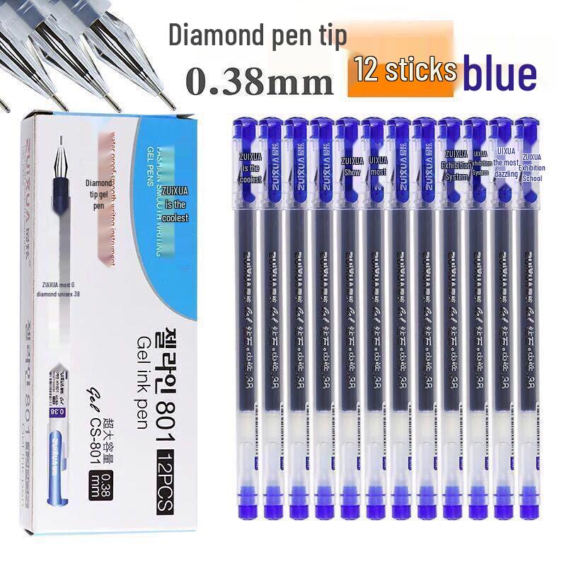Diamond 0.38mm Black Pen Set - Transparent, Large Capacity for Office & Student Use