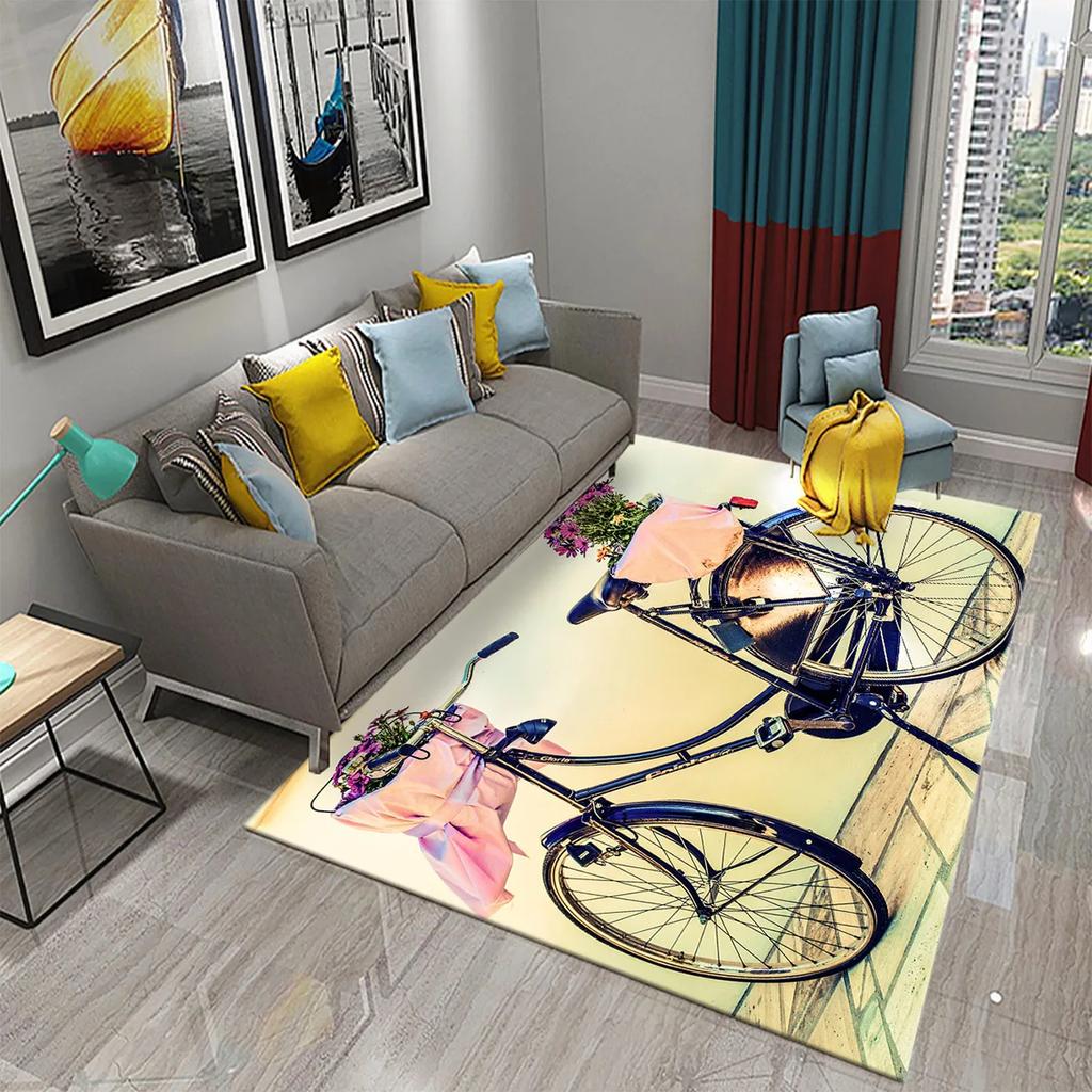 Dywan 3D w stylu vintage z rowerem Mata domowa do łazienki kuchni Dywan antypoślizgowy Mata dekoracyjna do salonu sypialni przedpokoju dla dzieci prezenty