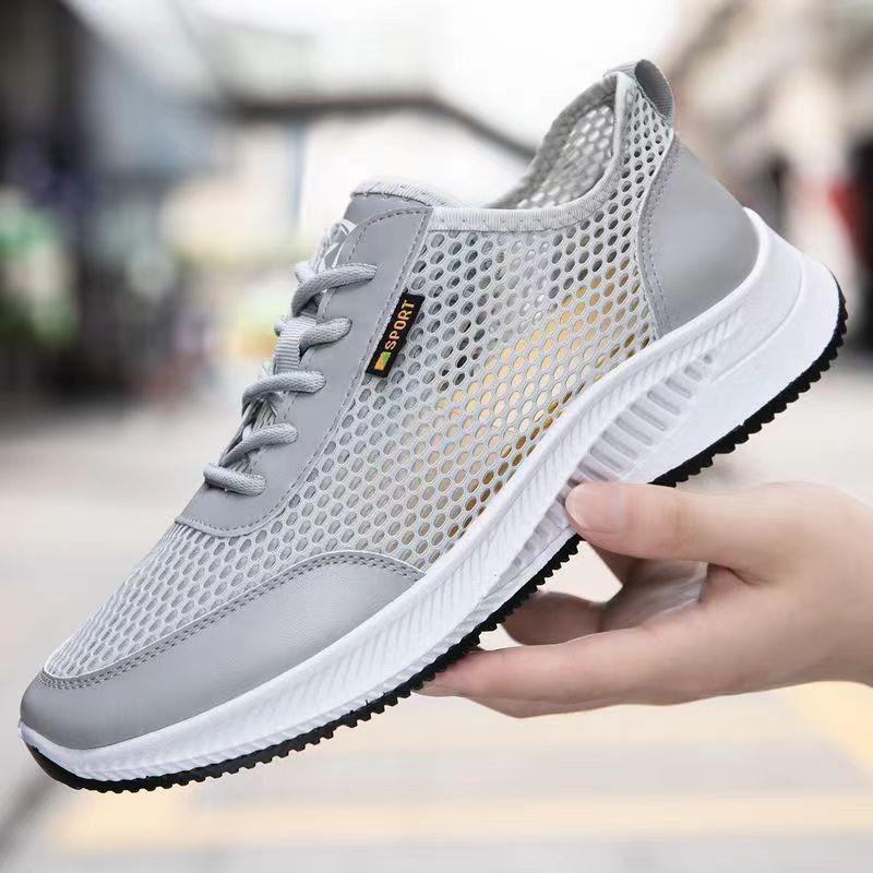 Summer hollow sports shoes mesh breathable men's casual shoes mesh shoes casual soft sole comfortable versatile running shoes